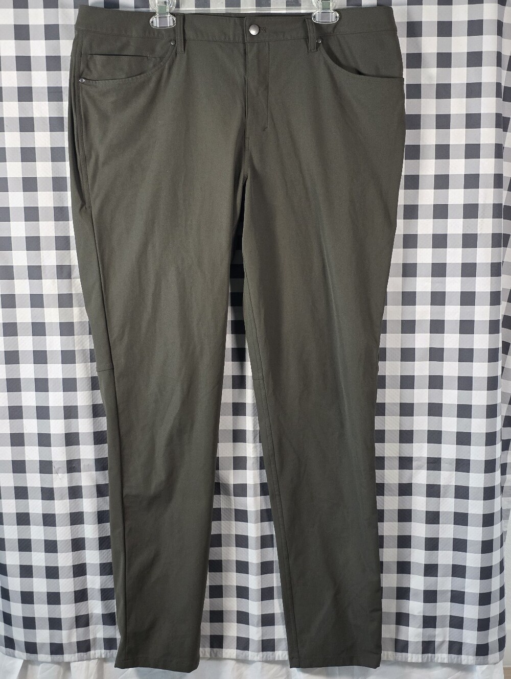 Lululemon ABC Pant Men’s 38 Tall Olive Green 5 Pocket Stretch Slim Pants Travel